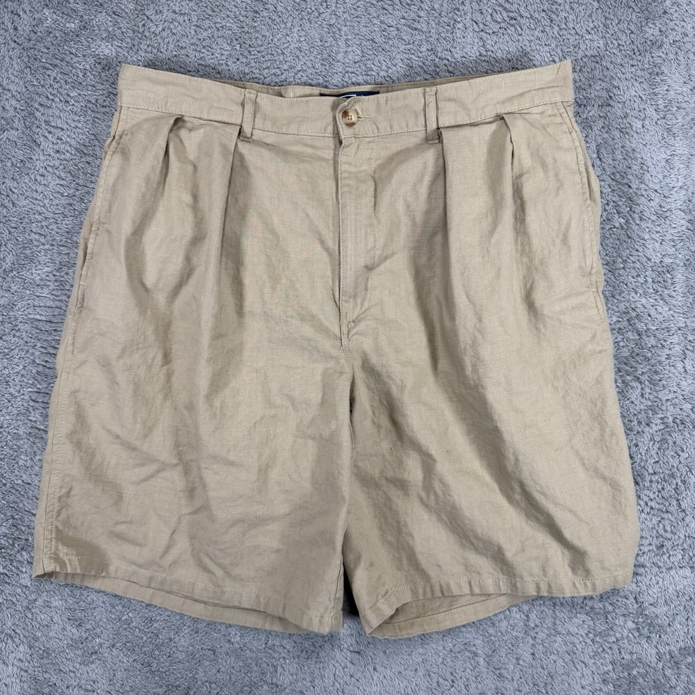 Vintage Polo Ralph Lauren Shorts Mens 34*x9 Beige Linen Blend Pleated Chino